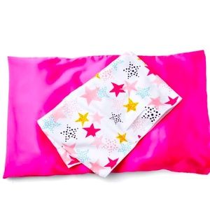 New Satin pillow case w/ microfiber towel.